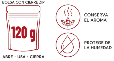 Bolsa con cierre zip de 120 g para mezcla de especias para cous cous