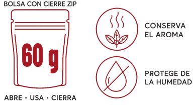 Bolsa con cierre zip de 60 g para enebro